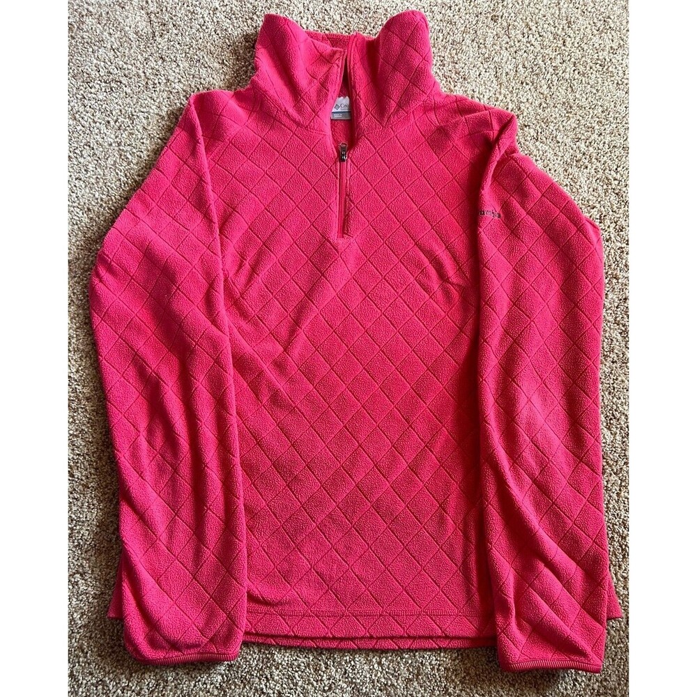 Columbia Women's Full Zip Fleece Pink Jacket Medium Preowned 0236